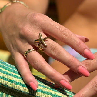 Bague ajustable acier doré étoile de mer