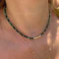 Collier Plaqué or pierres Malachite