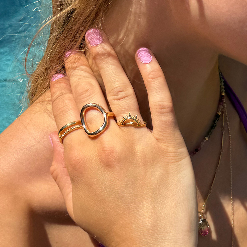 Bague dorée Wave & Sun
