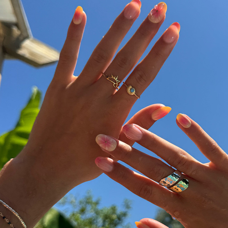 Bague dorée Wave & Sun