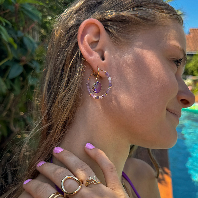 Créoles Dorées Améthyste