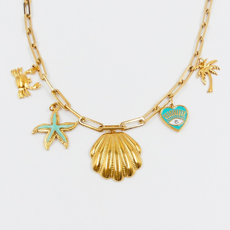 Collier Charms Dorés – Esprit Bord de Mer