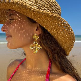 Boucles d’oreilles acier double trèfle