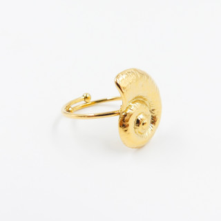 Bague ajustable acier doré coquillage