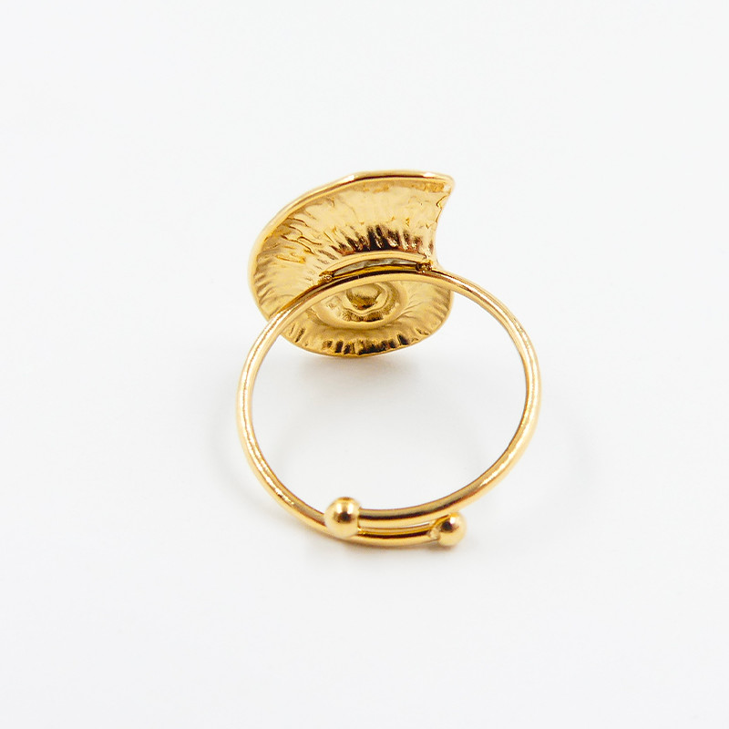 Bague ajustable acier doré coquillage