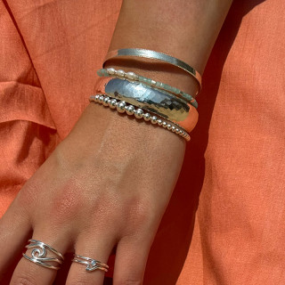 Jonc argent ajustable martelé