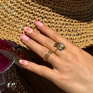 Bague ajustable acier doré coquillage