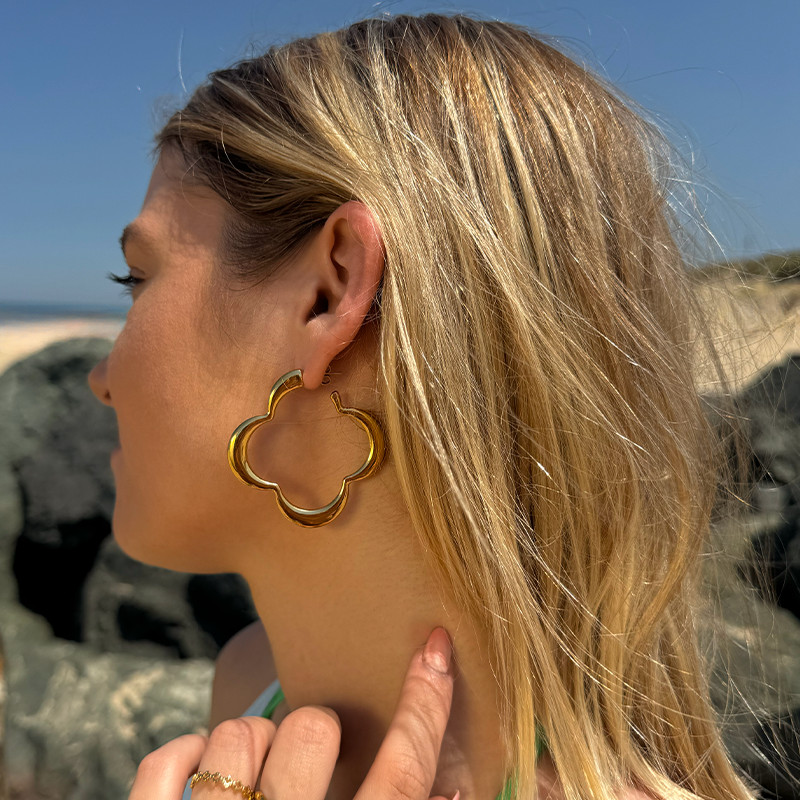 Boucles d’oreilles acier grand trèfle