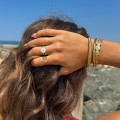 Bague ajustable acier doré trèfle ajouré