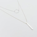Collier Argent double Cercle et Barre