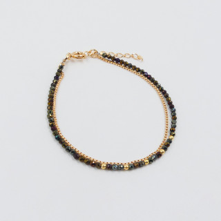 Bracelet plaqué or double rangs pyrite