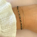 Bracelet plaqué or double rangs pyrite