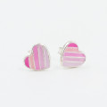 Clous argent enfant coeur arc-en-ciel rose