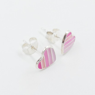 Clous argent enfant coeur arc-en-ciel rose