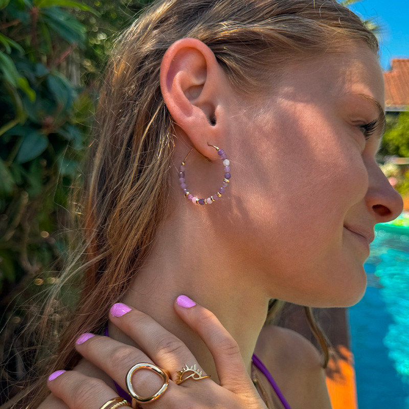 Créoles Dorées Améthyste