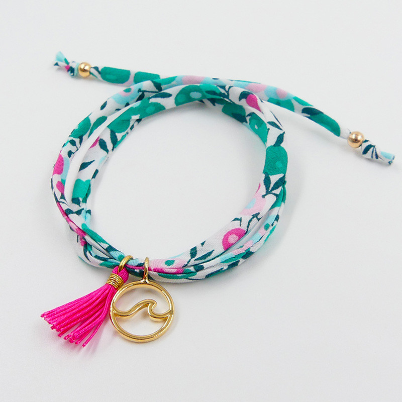 Bracelet Cordon Liberty Doré vague et pompon