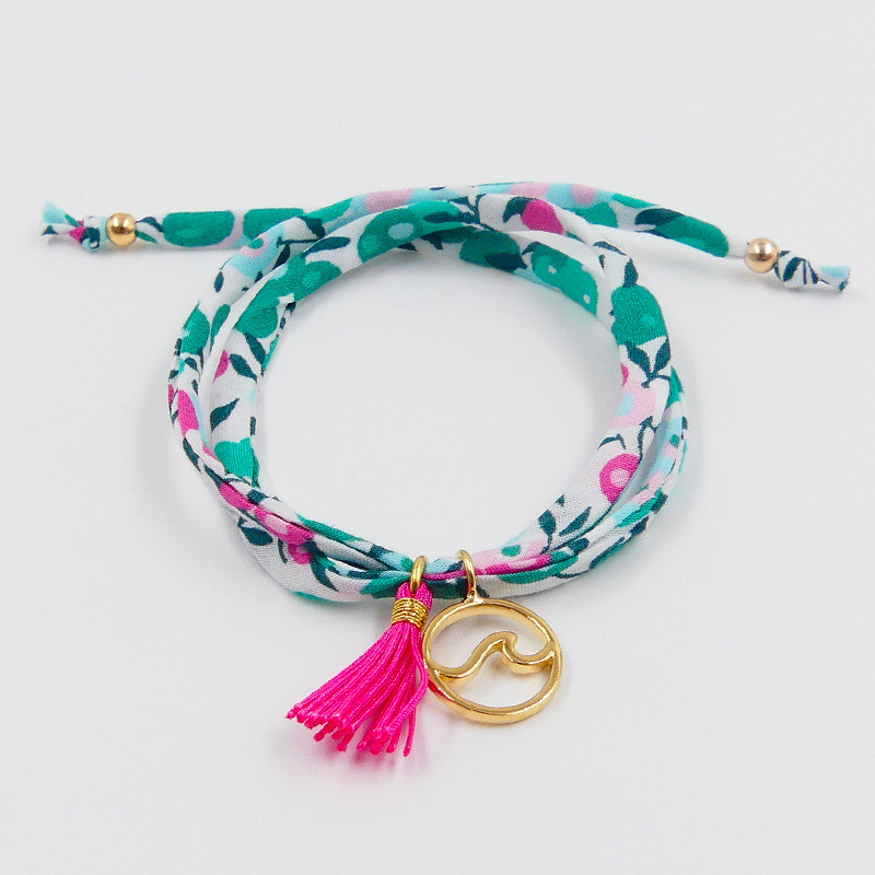 Bracelet Cordon Liberty Doré vague et pompon