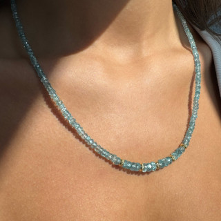 Collier Plaqué or pierres Zirconium bleu