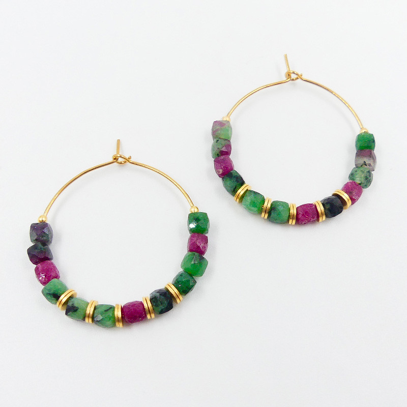 Créoles Dorées pierres fines