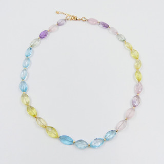 Collier Plaqué or multi pierres naturelles