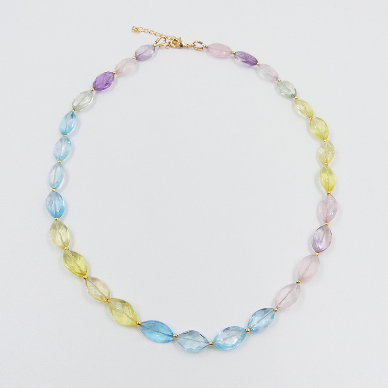 Collier Plaqué or multi pierres naturelles