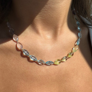 Collier Plaqué or multi pierres naturelles