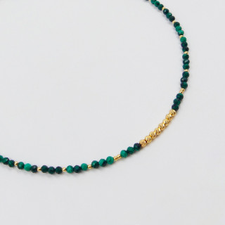 Collier Plaqué or pierres Malachite