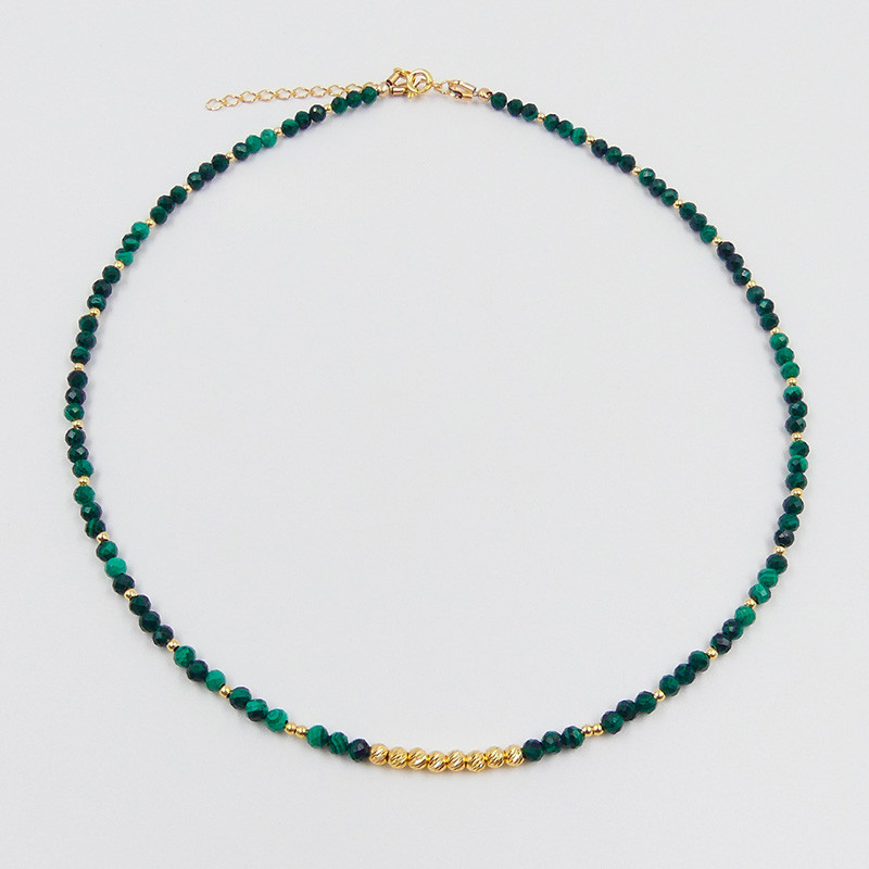 Collier Plaqué or pierres Malachite