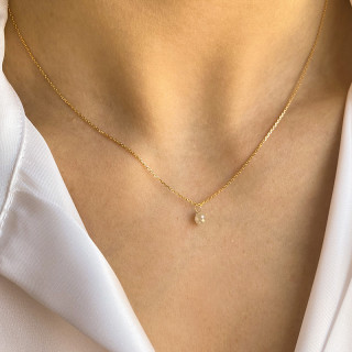 Collier Or 18 carats Goutte Diamant blanc