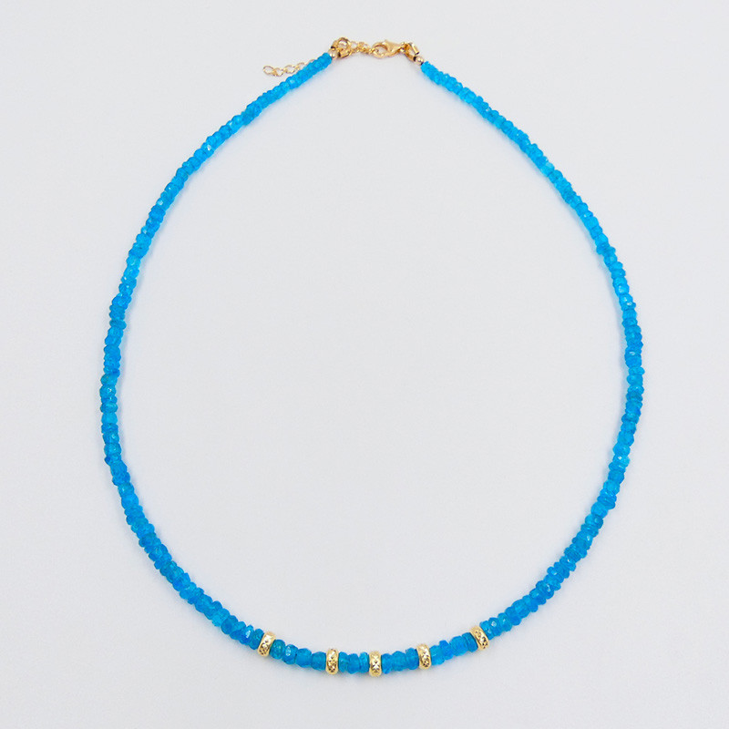 Collier Plaqué or Néon Apatite