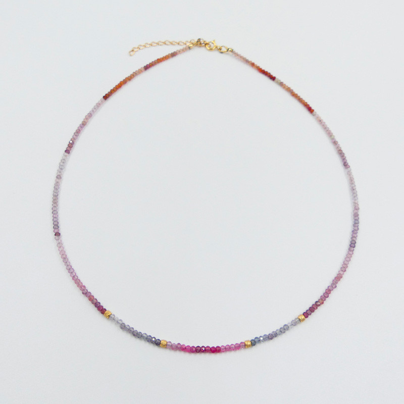 Collier Plaqué or pierres Spinelle rose