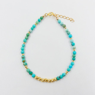Bracelet Doré pierres Turquoise et Rubis Zoisite