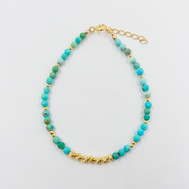 Bracelet Doré pierres Turquoise et Rubis Zoisite