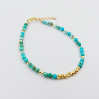 Bracelet Doré pierres Turquoise et Rubis Zoisite