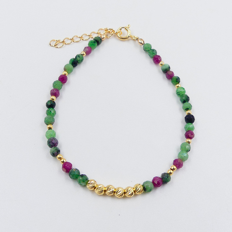 Bracelet Doré pierres Turquoise et Rubis Zoisite