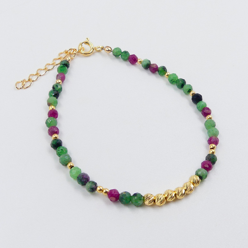 Bracelet Doré pierres Turquoise et Rubis Zoisite