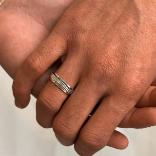 Bague Argent Homme anneau tournant strié
