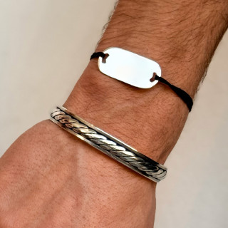 Jonc Argent Homme anneau strié