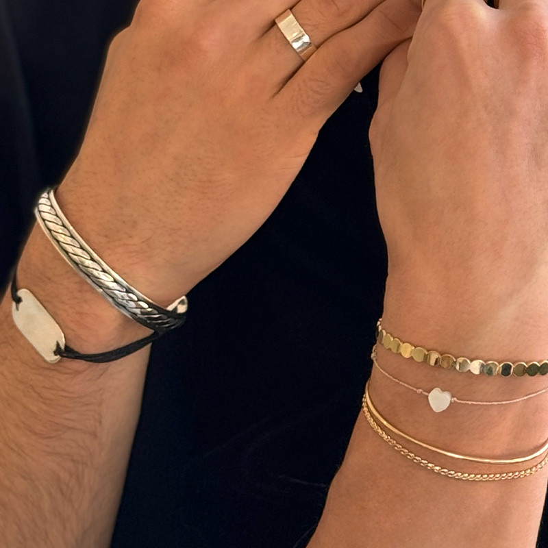 Jonc Argent Homme anneau strié