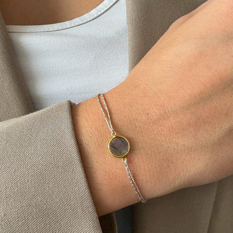 Bracelet Cordon Doré pierres