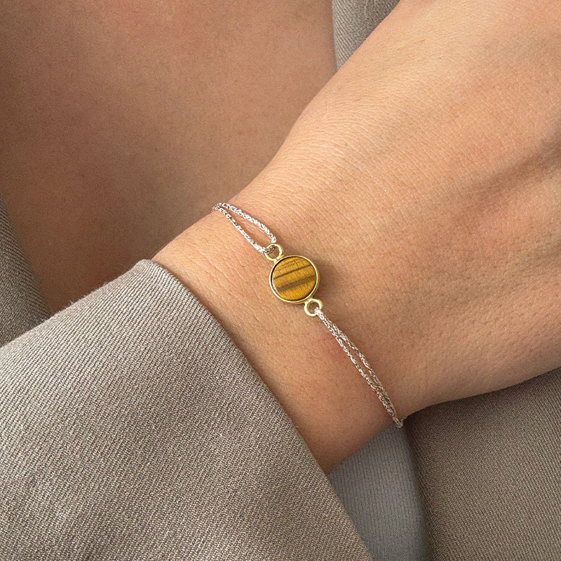Bracelet Cordon Doré pierres