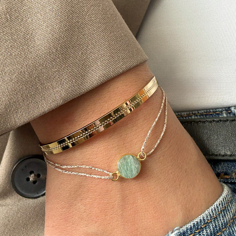 Bracelet Cordon Doré pierres
