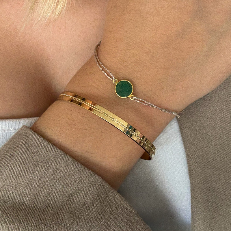 Bracelet Cordon Doré pierres