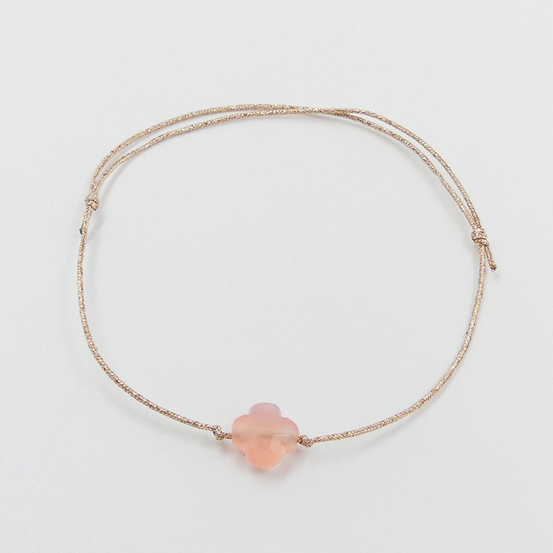 Bracelet Cordon doré trèfles pierres