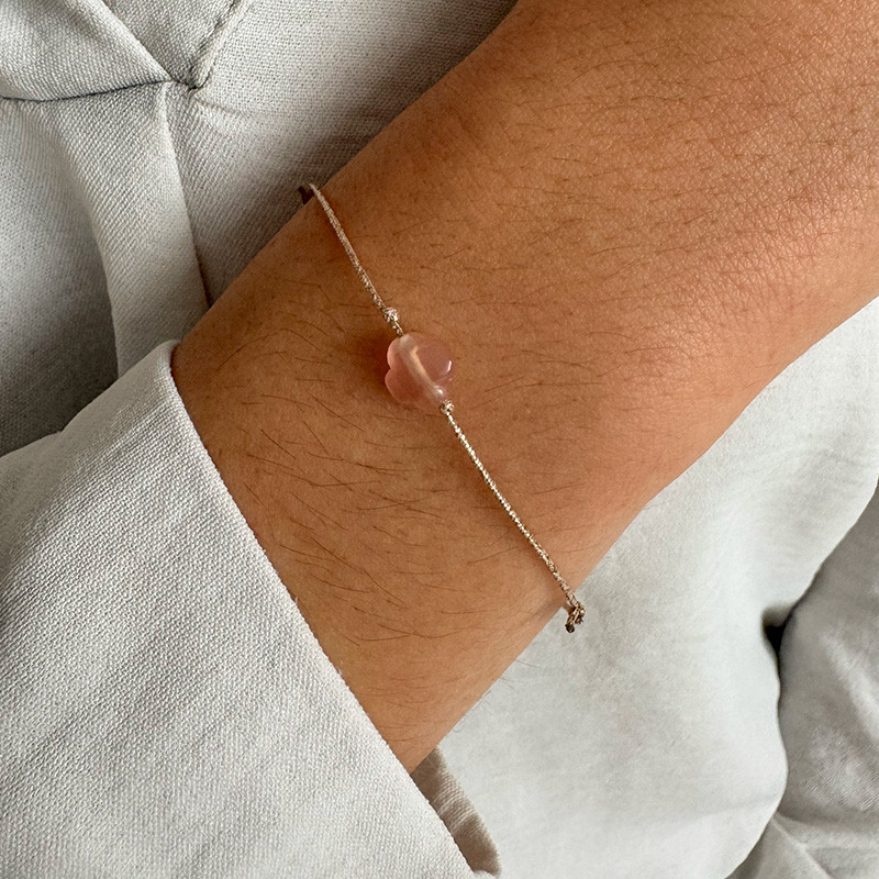 Bracelet Cordon doré trèfles pierres