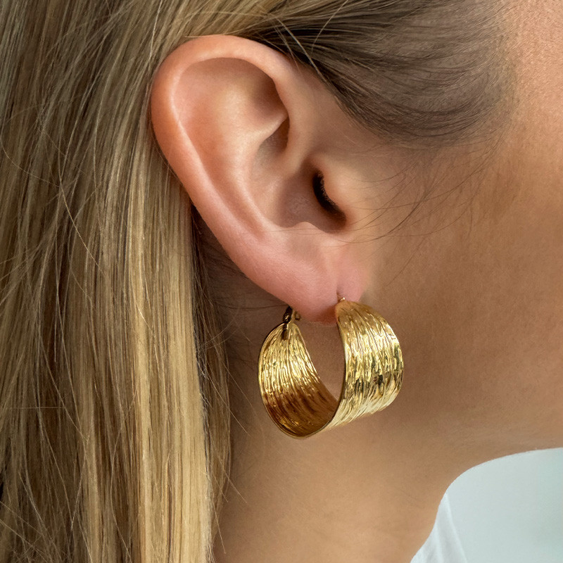 Créoles acier doré épaisses