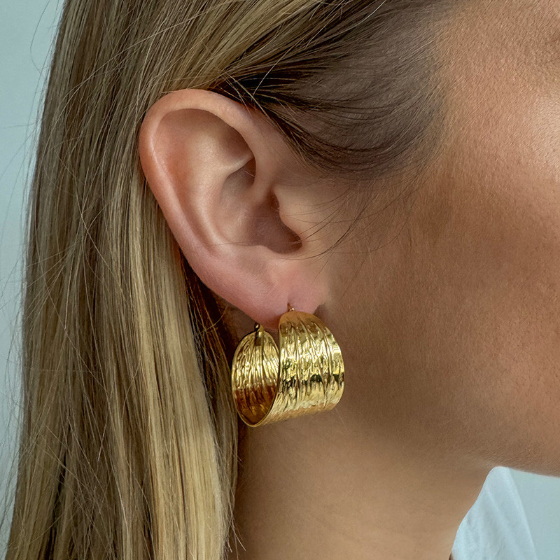 Créoles acier doré épaisses