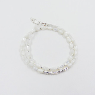 Bracelet argent double rangs nacre