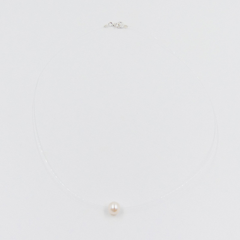 Collier Nylon perle nacre