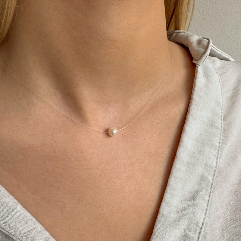 Collier Nylon perle nacre